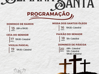 Programação Semana Santa, dias e horários, informativo e decorativo instagram post