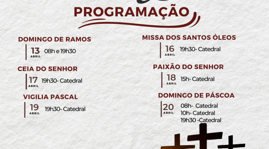 Programação Semana Santa, dias e horários, informativo e decorativo instagram post